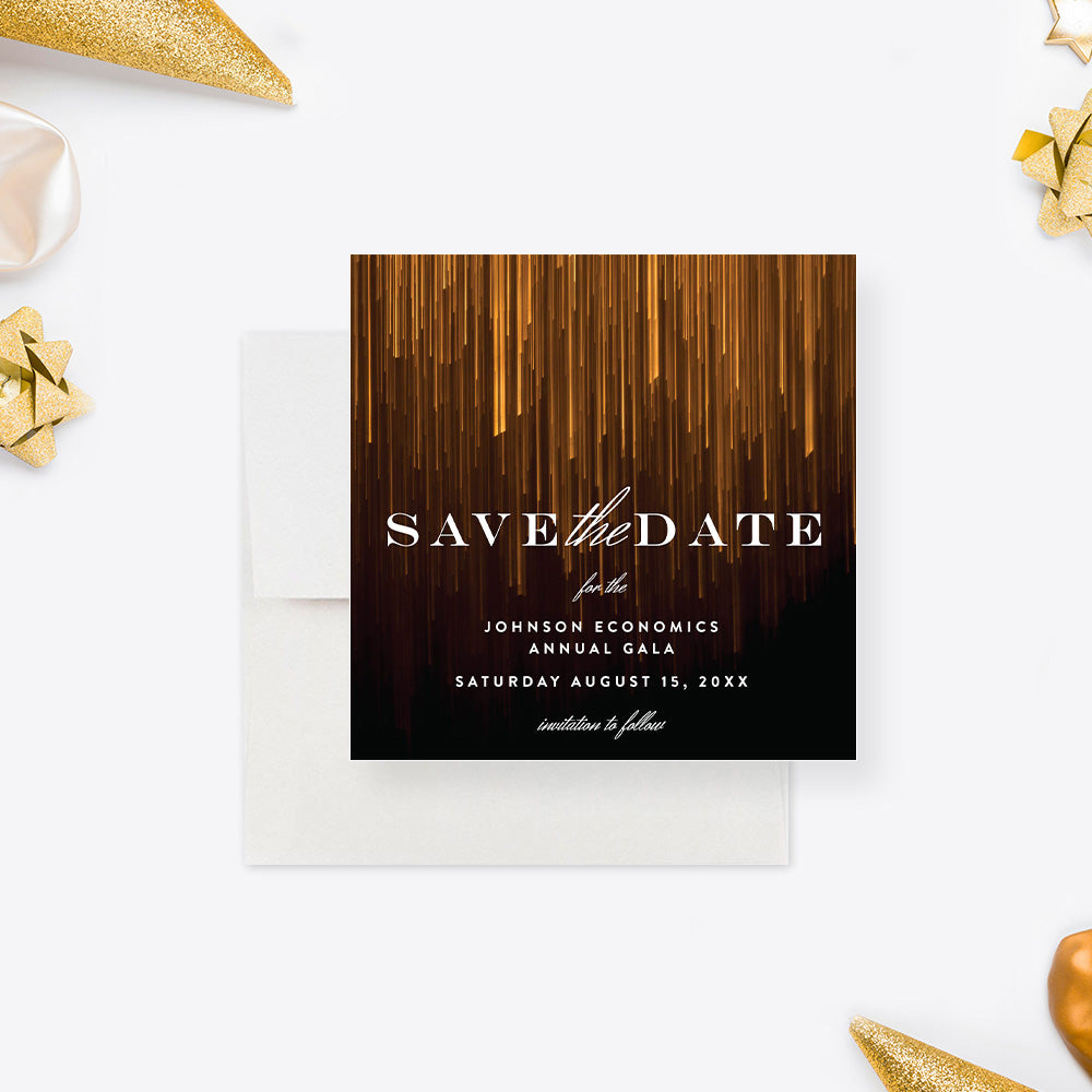 Elegant Black and Gold Save the Date Card for Annual Gala Party, Busin ...
