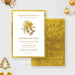 Elegant gold and white digital holiday party invitation template featuring vintage bells and formal text for a Christmas dinner or holiday ball.