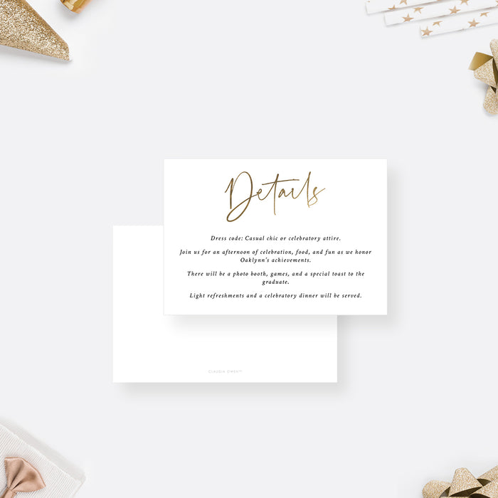 Elegant Graduation Party Invitation Card with Gold Cap Design, Personalized Minimalist Grad Party Invites