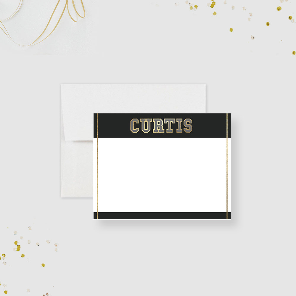 Graduation Thank You Card Personalized Black Gold Name Card