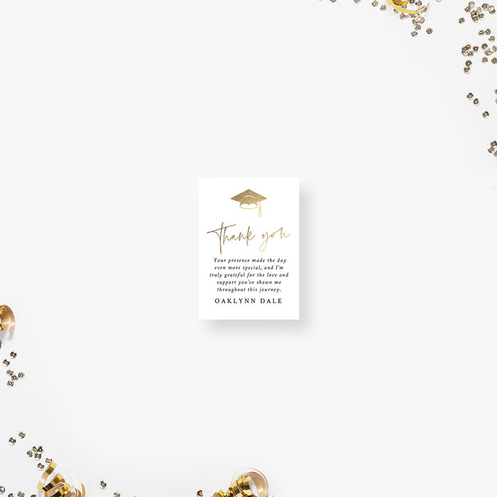 Elegant Graduation Party Invitation Card with Gold Cap Design, Personalized Minimalist Grad Party Invites