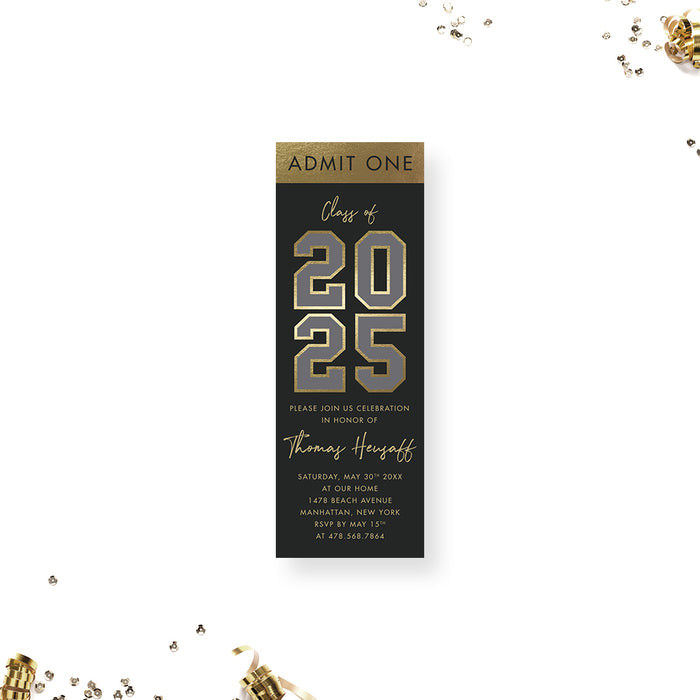 Class of 2025 Graduation Party Invitation Card for High School and College Grads, Custom Modern Grad Party Photo Invites