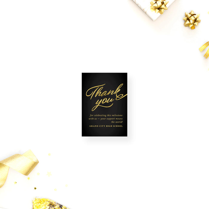 Elegant Black Gold Graduation Invitation Script Design