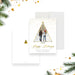 Family photo Christmas card with gold tree frame and holiday greeting design featuring personalized photo and festive gold accents-front-back