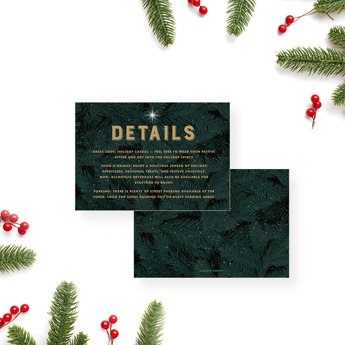 Holiday Party Invitation Personalized Christmas Pine Design