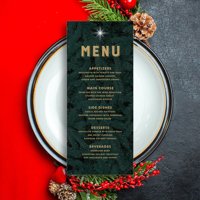 Holiday Party Invitation Personalized Christmas Pine Design