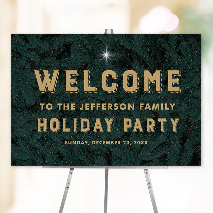 Holiday Party Invitation Personalized Christmas Pine Design