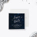Starry night junior prom save the date card with elegant silver script and customizable prom details.-front