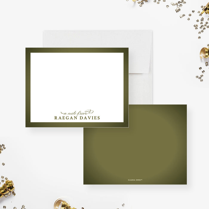 Khaki Ball Thank You Card, Green Note Card, Personalized Thank You Card