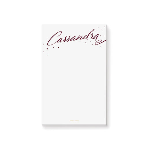 a white and bungundy notepad personalized with your name