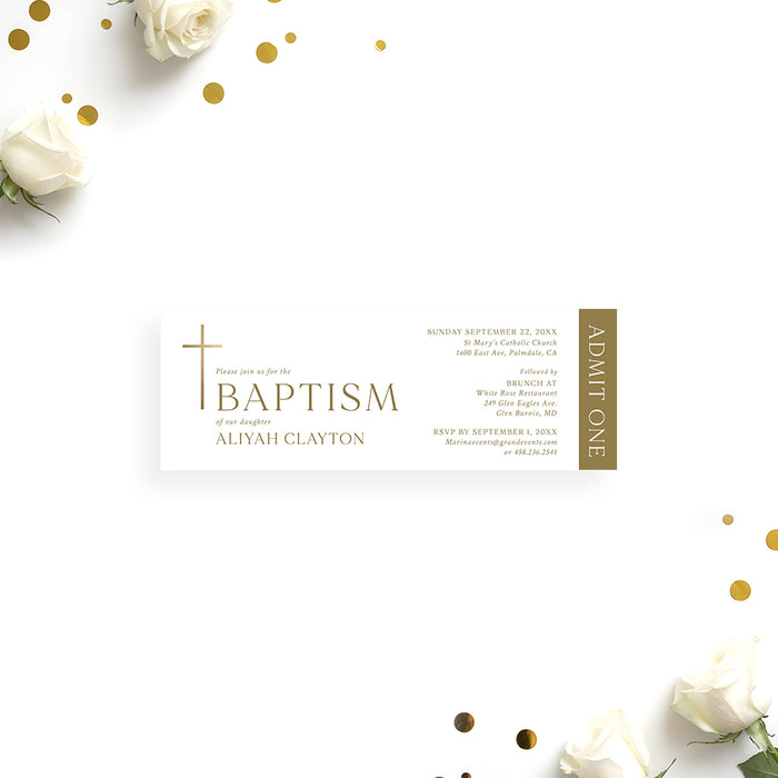 Personalized Baptism Invitation Elegant Christening Card
