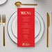 elegant 2026 new year party menu card in red and gold design