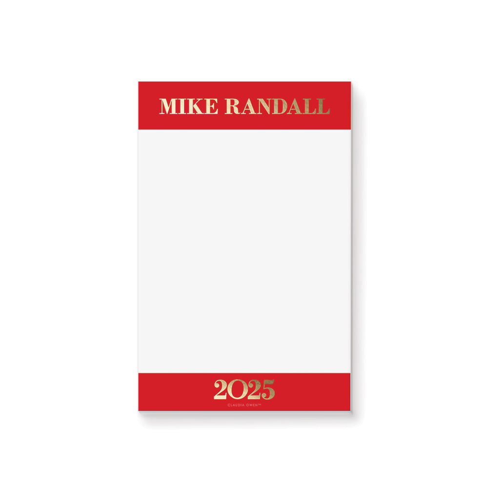 2025 Elegant New Years Party Notepad in Red and Gold, Business Corporate Christmas Notepad Gifts for Clients and Employees