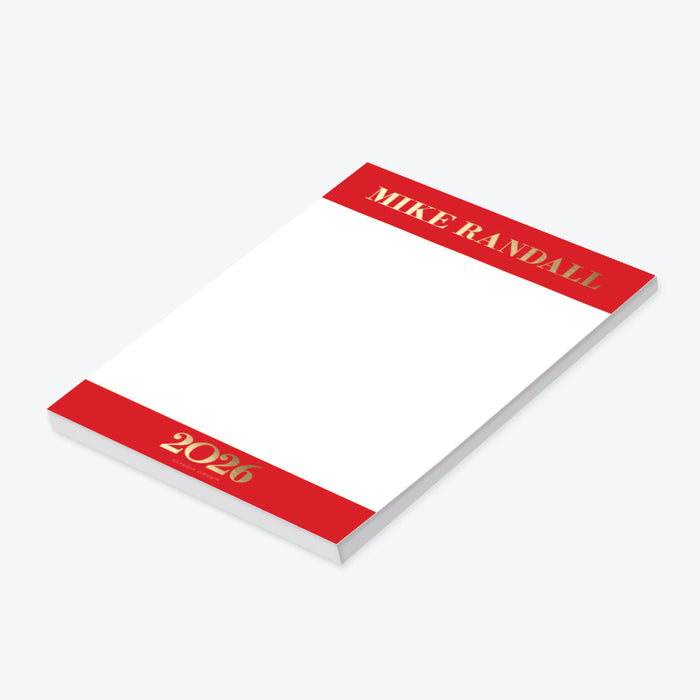 elegant 2026 new year party notepad red and gold design