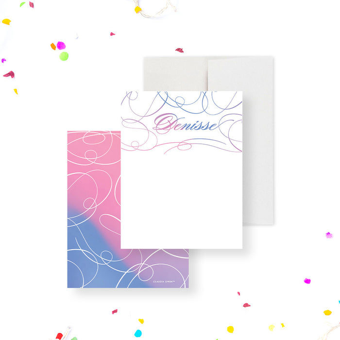 Colorful Note Card with Beautiful Intricate Typography, Birthday Thank You Card, Modern Stationery Correspondence Card for Women, Personalized Gift for Her