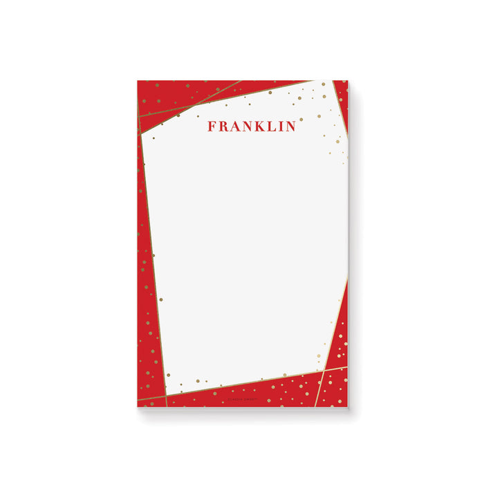 Elegant Red Notepad with Gold Confetti, Corporate Gala Dinner Party Favor, Personalized Stationery for Professionals