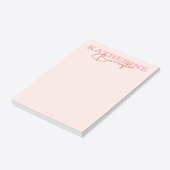 Modern Pink Notepad for Ladies, Minimalist Stationery Writing Paper Pad for Women, Personalized Bat Mitzvah Party Favor