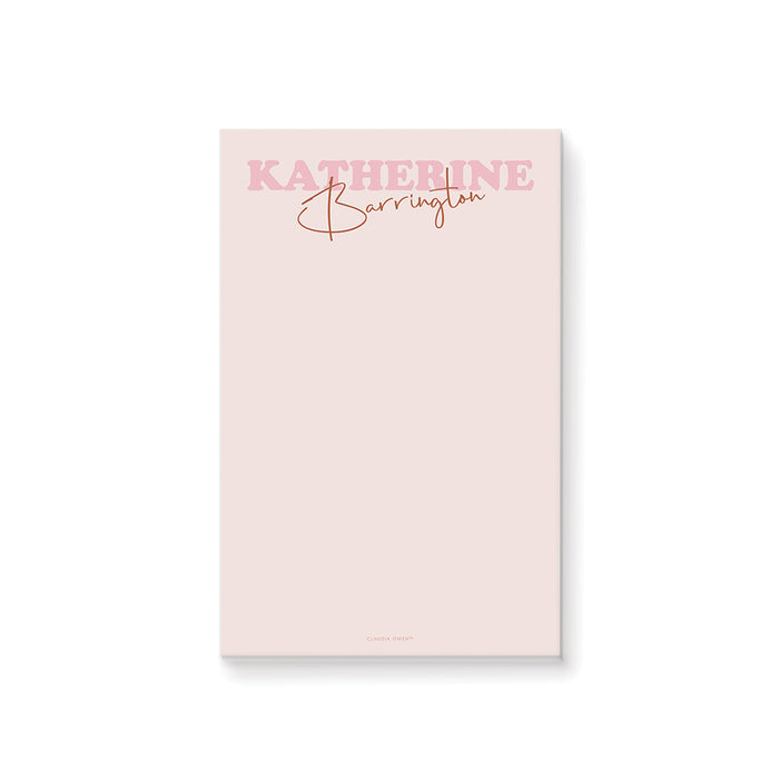 Modern Pink Notepad for Ladies, Minimalist Stationery Writing Paper Pad for Women, Personalized Bat Mitzvah Party Favor