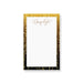 Personalized notepad with black border, sparkling light accents, and custom name in elegant script
