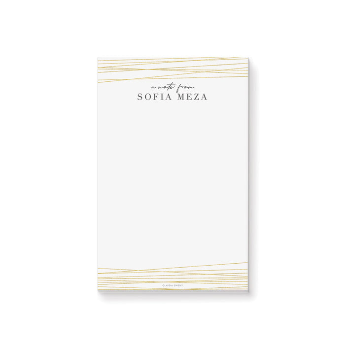 Minimalist Professional Notepad with Golden Lines, A Note From Stationery Notepad, Business Writing Paper Pad, Personalized Wedding Party Favor