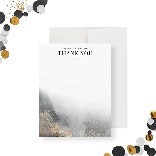Business thank you card with an elegant neutral and black design, ideal for charity events, corporate use, and client appreciation-front
