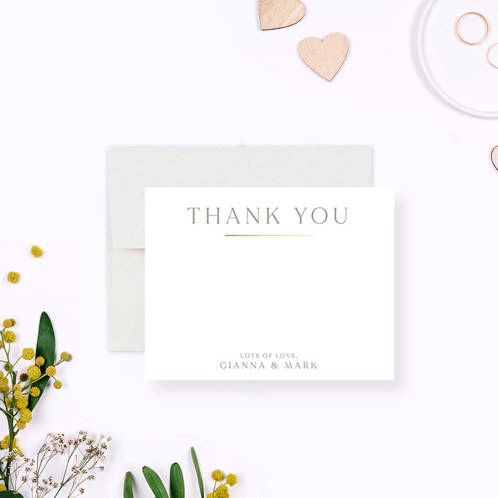 Elegant personalized couple thank you card, ideal for wedding gratitude notes or romantic appreciation messages.-front