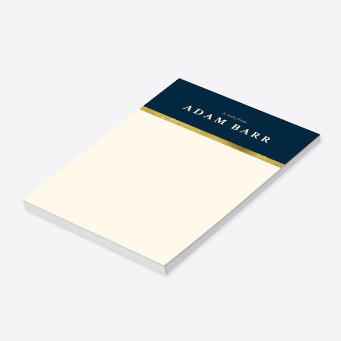 Elegant Professional Notepad in Blue and Gold, A Note From Stationery Office Pad, Professional Writing Paper Pad, Personalized Gift for Clients