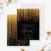 Elegant prom invitation with sparkling hanging lights on black background for a glamorous school dance or gala-front-back