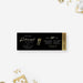 Black and gold rehearsal dinner ticket invitation featuring an elegant cutlery design