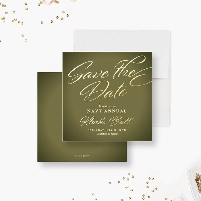 Military Khaki Ball Invitation Card, US Navy Annual Gala Invitations, Khaki Green Army Commissioning Invites