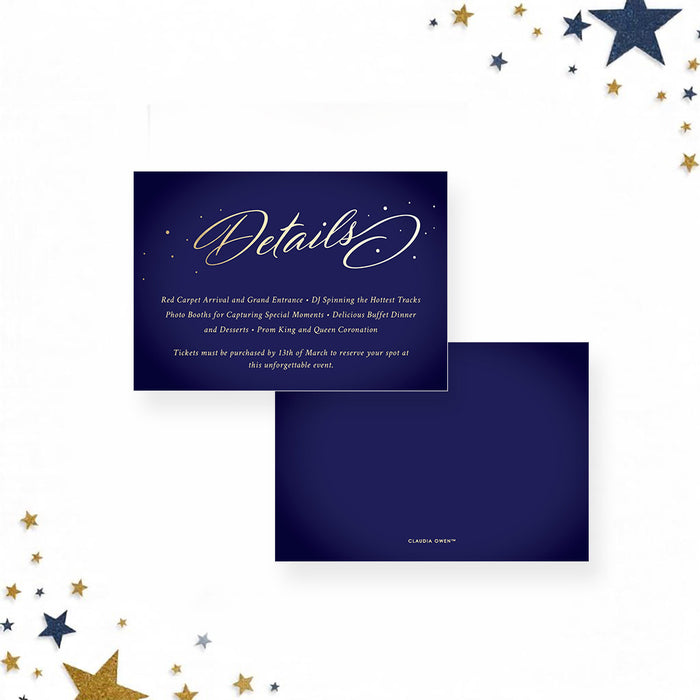 Elegant Prom Invitation in Navy Blue and Gold