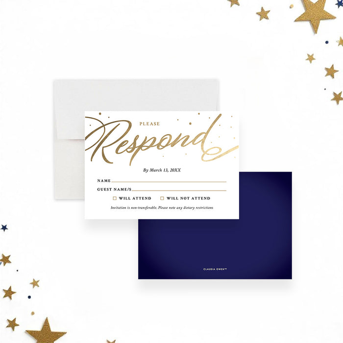 Elegant Prom Invitation in Navy Blue and Gold
