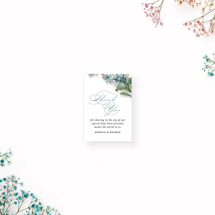 Floral Wedding Invitation Card, Spring Wedding Invites with Forget Me Nots Flower Illustrations, Wedding Shower Invitations with Blue Flowers