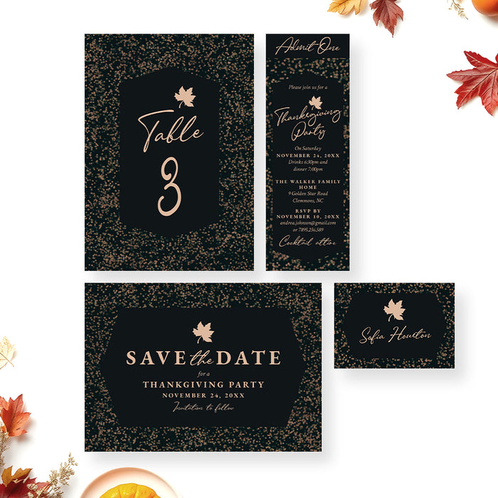 Elegant Thanksgiving Party Invitation Fall Dinner Invite