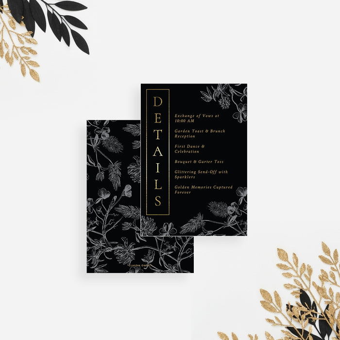 Black Gold Wedding Invitation Vintage Floral Design
