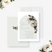 Romantic wedding invitation featuring an arch design and vintage floral illustrations, perfect for botanical-themed events.-front-back