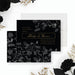 Black and gold floral wedding invitation with elegant vintage foliage design-front-back