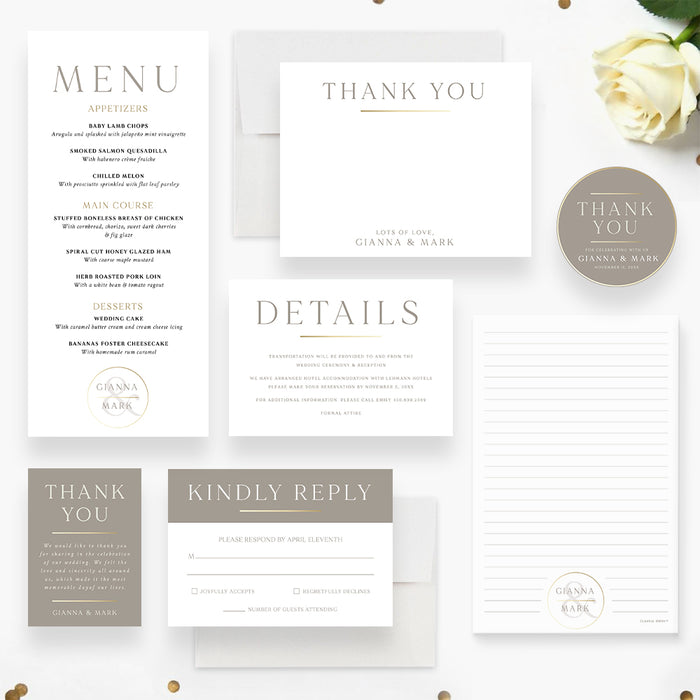 Elegant Modern Monogram Wedding Invitation
