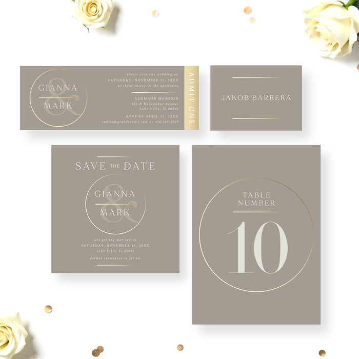 Elegant Modern Monogram Wedding Invitation