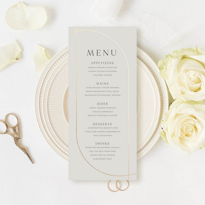 Elegant Gold Arch Wedding Invitation Card in Neutral Tones, Minimalist Chic Wedding Invites