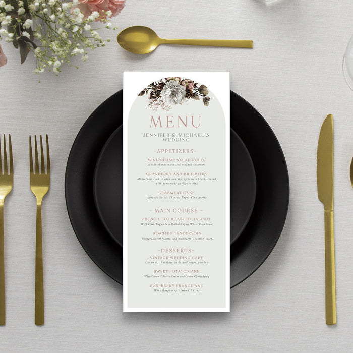 Vintage Floral Wedding Invitation Elegant Arch Design