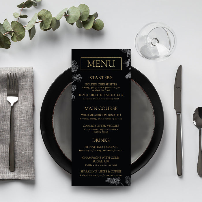 Black Gold Wedding Invitation Vintage Floral Design