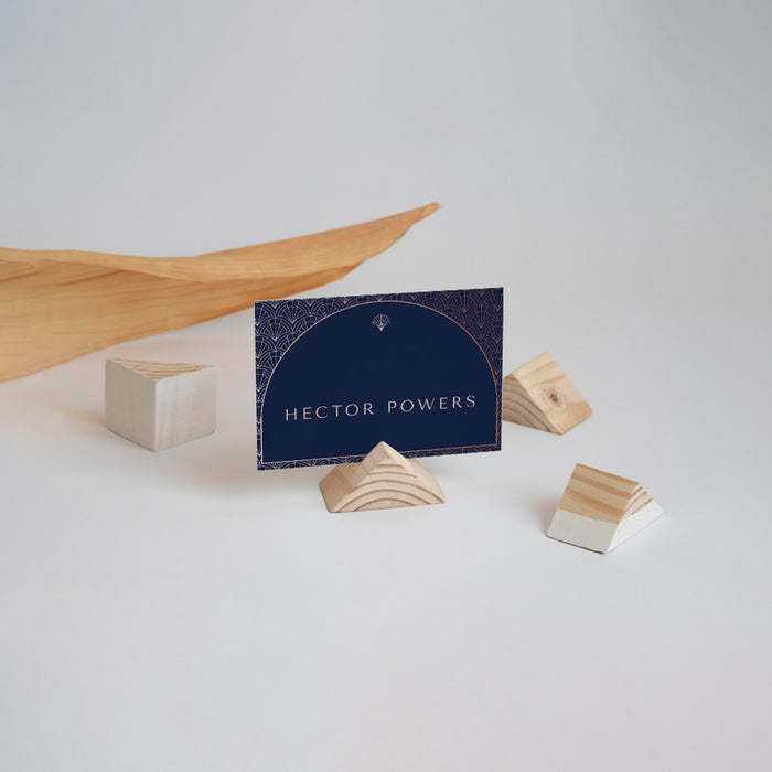 Elegant Navy and Rose Art Deco Wedding Invitation