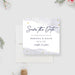 Save the date card for rehearsal dinner with watercolor background and gold stars, customizable details.-front