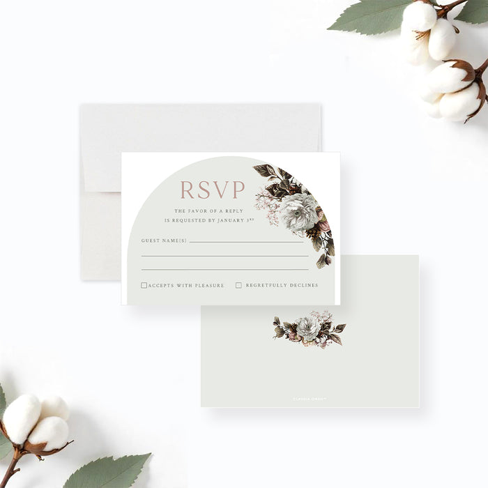 Vintage Floral Wedding Invitation Elegant Arch Design