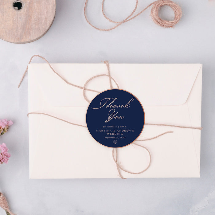 Elegant Navy and Rose Art Deco Wedding Invitation