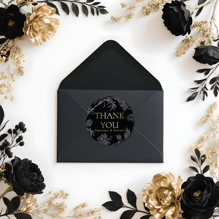 Black Gold Wedding Invitation Vintage Floral Design