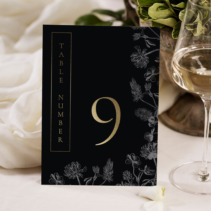 Black Gold Wedding Invitation Vintage Floral Design
