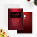 Elegant red and black invitation card with a wine and dine theme, personalized for an engagement dinner or formal event.-front-back