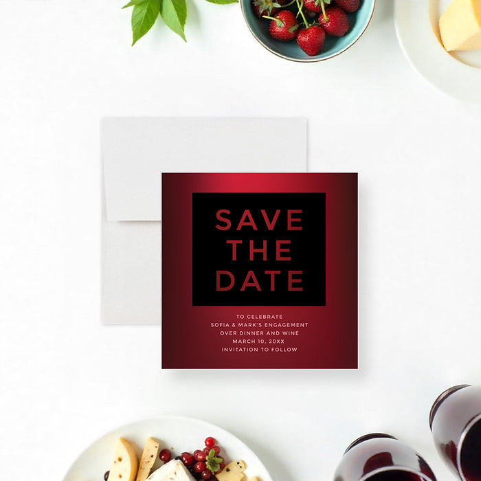 Wine and Dine Engagement Party Invitation Dinner Theme Card